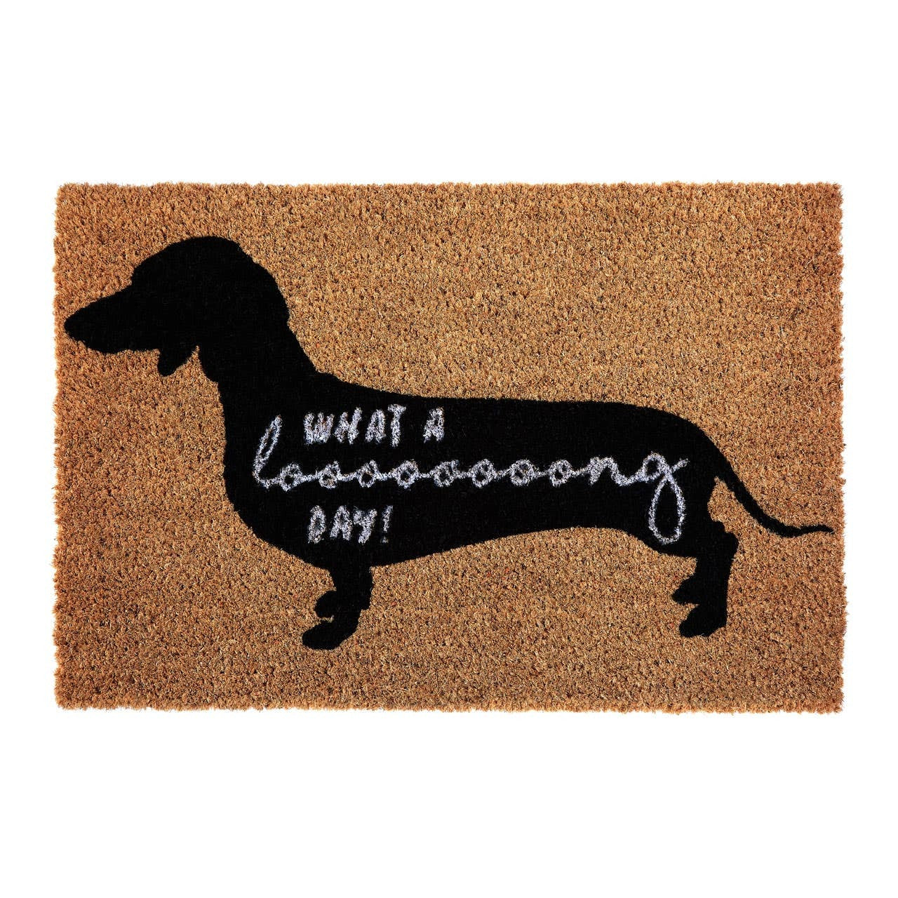 'What A Long Day!' Sausage Dog Coir Door Mat