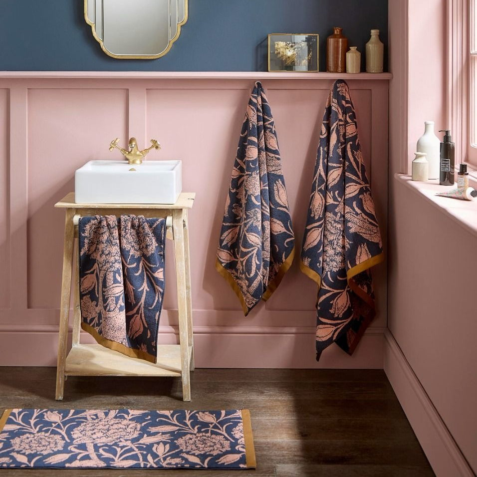 Midnight and Copper Wild Tulip Bath Linen