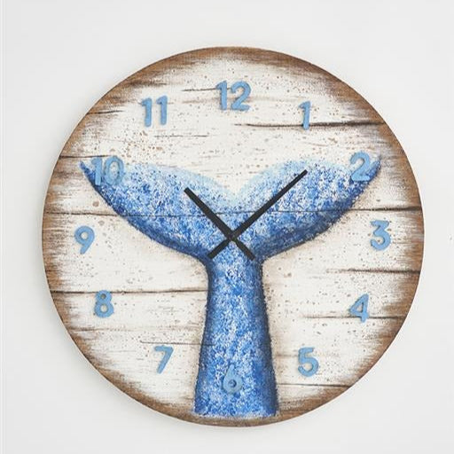 Wooden Whale Tail Wall Clock