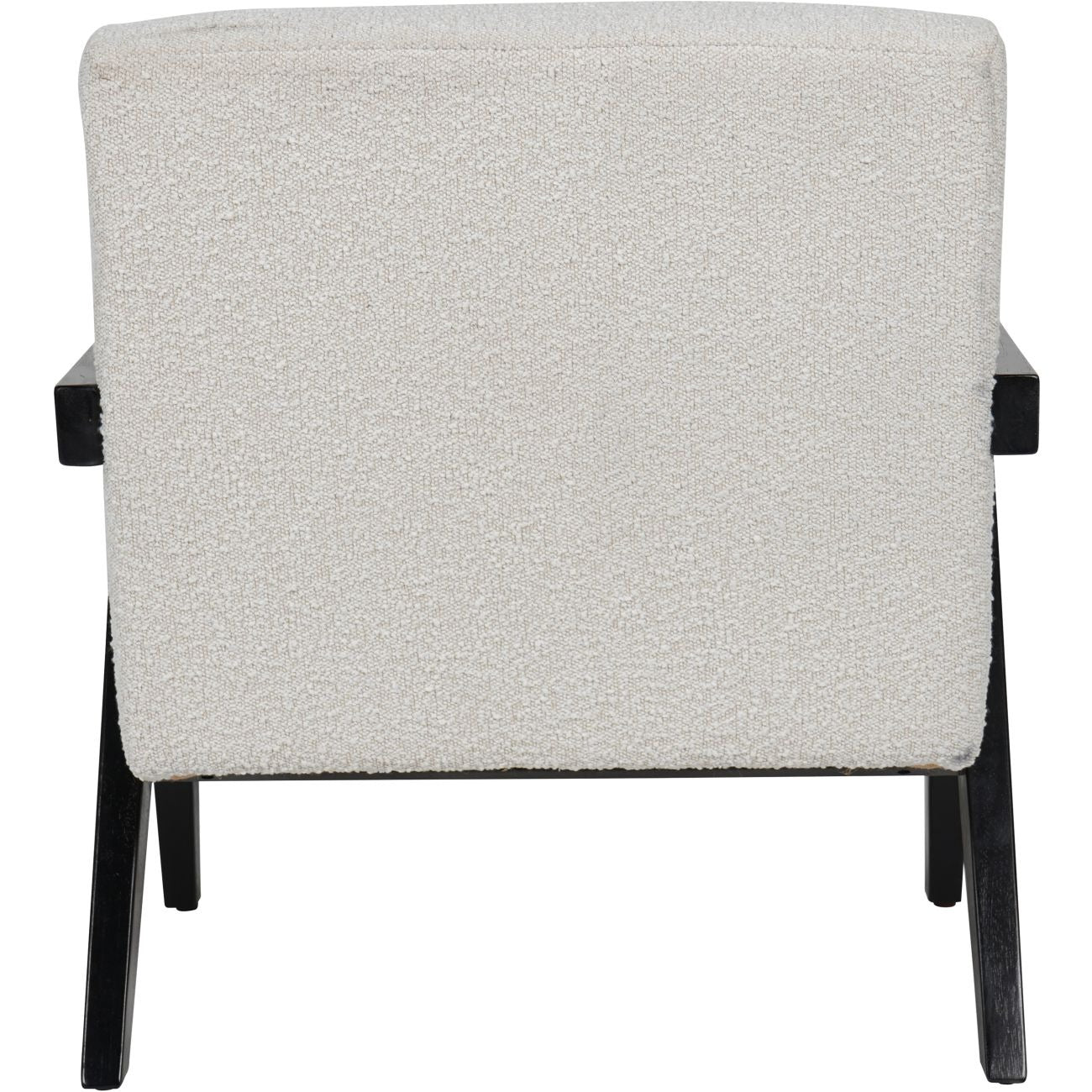 Chair with light gray cushioned backrest and black frame on a white background