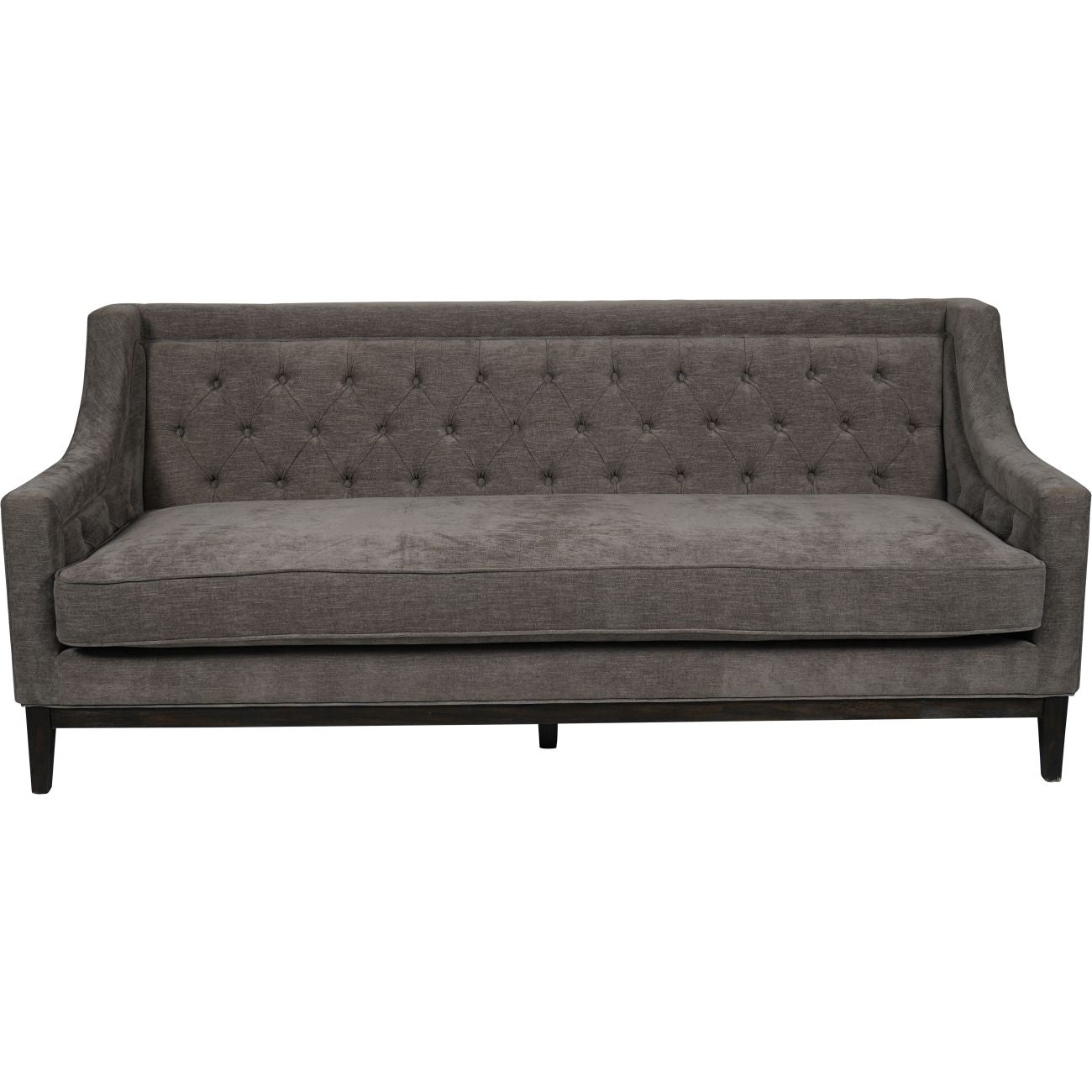 Woven Fabric Taupe Sofa with Button Detailing, Chesterfield Style
