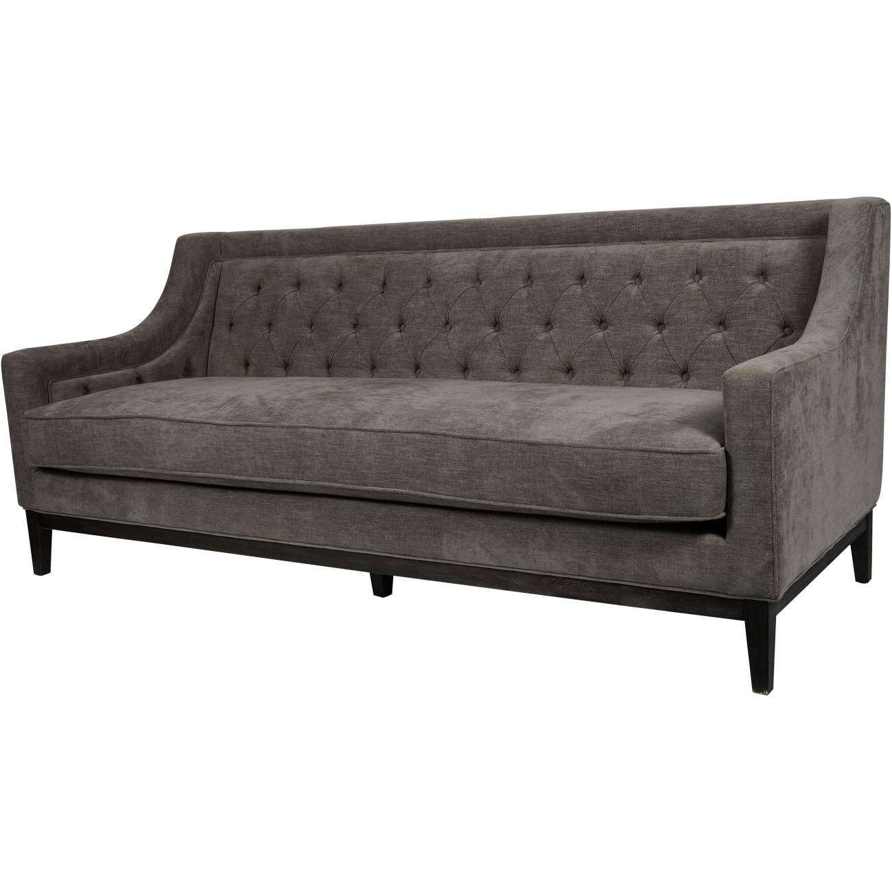 Woven Fabric Taupe Sofa with Button Detailing, Chesterfield Style