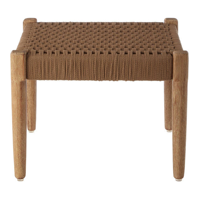 Brown woven stool on a white background
