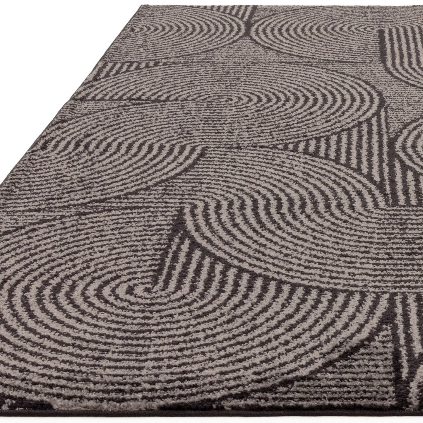 Gray and black patterned rug on a white background