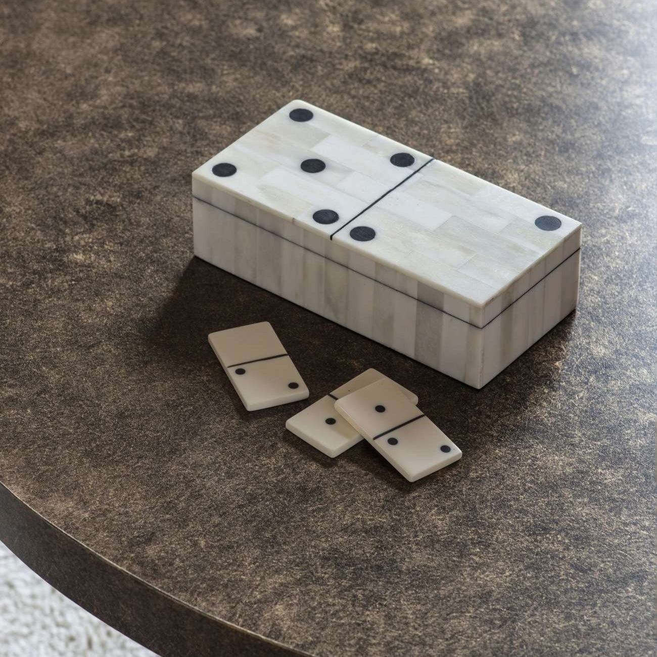 Classic Bone Inlay Dominoes Box