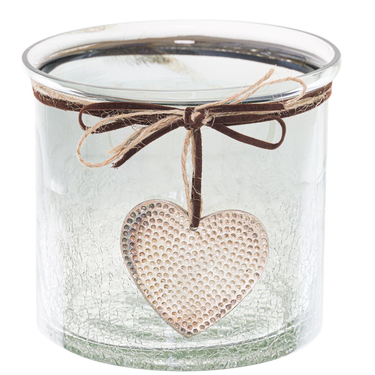 Crackle Effect Gold Heart Candle Holder