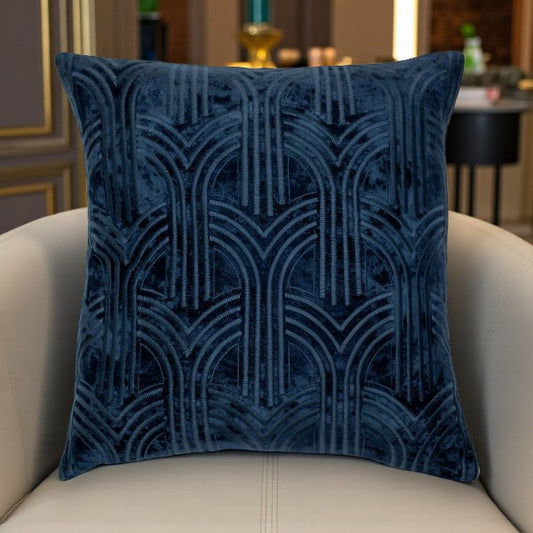 Art Deco Blue Velvet Cushion
