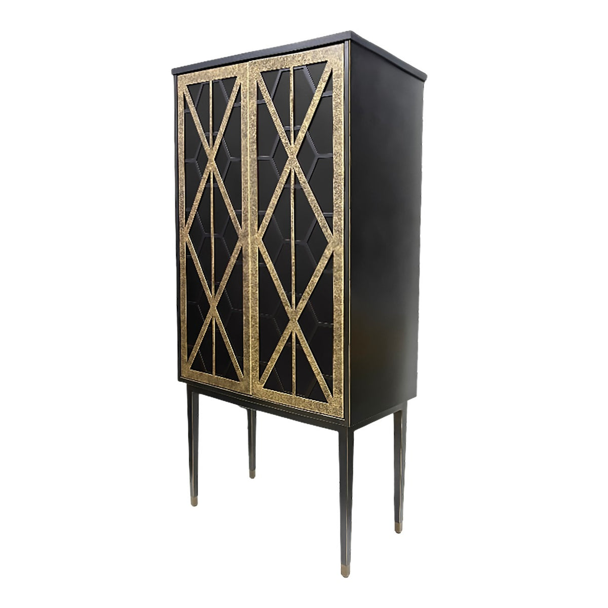 Black & Gold Luxe Bar Cabinet