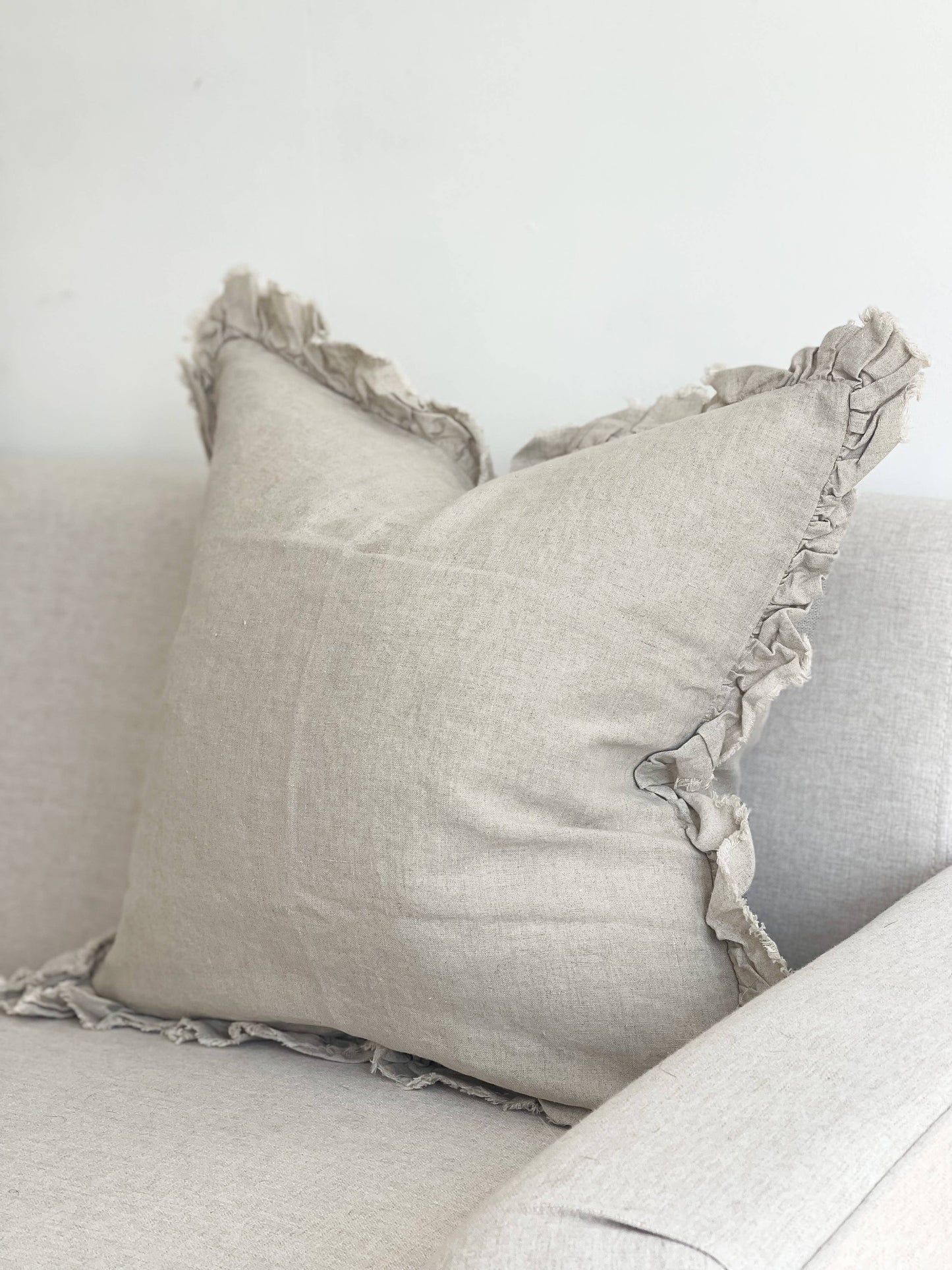 Natural Ruffled Linen Cushion