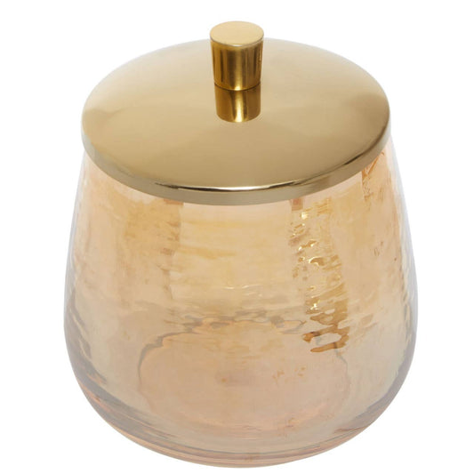 Gold Rippled Glass Bathroom Jar