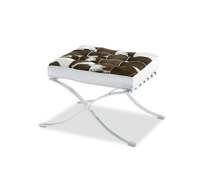 Leather Cushioned Steel Ottoman