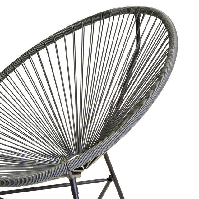 Woven chair with metal frame on a white background