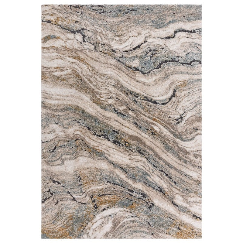 Rug with wavy pattern on a plain background