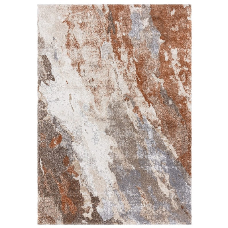 Marble-patterned rug with brown, beige, and gray colors on a white background