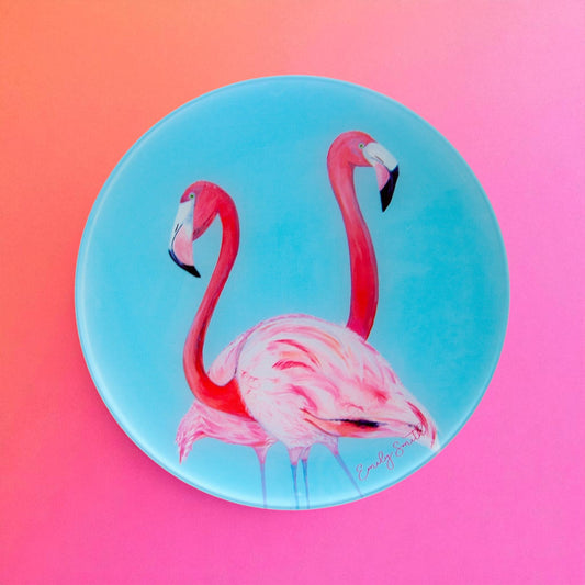 Emily Smith 'Flossy & Amber' Flamingo Glass Placemat