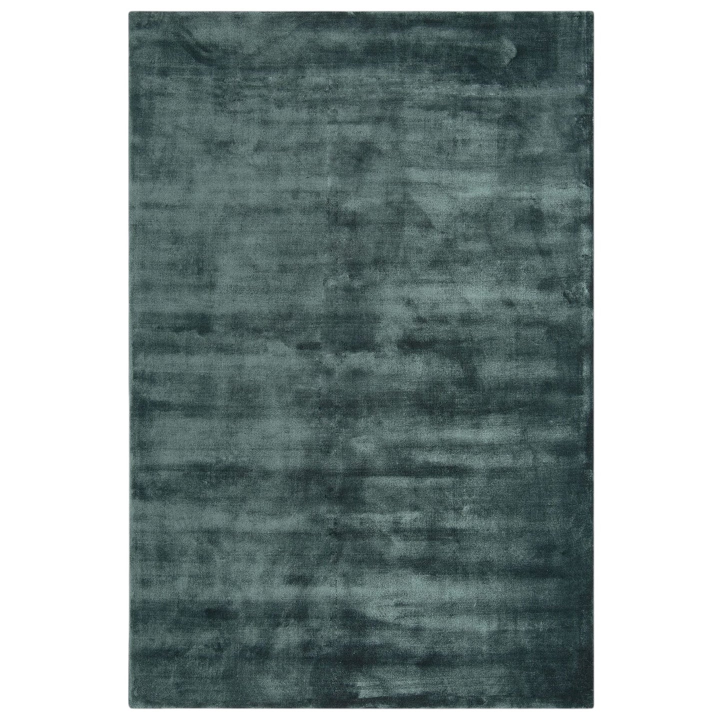 Teal area rug with a textured pattern on a white background
