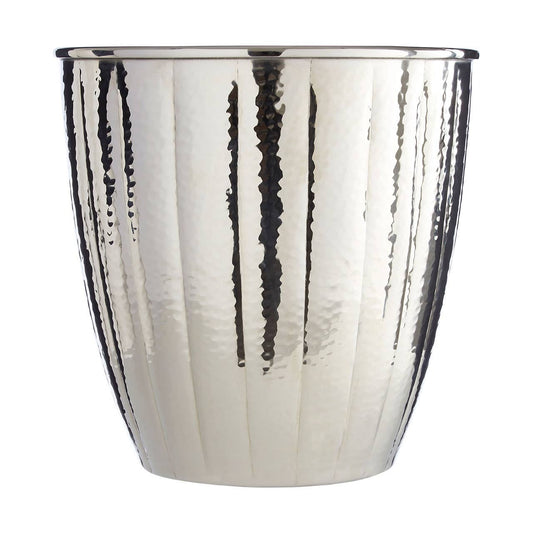 Silver Nickel Rippled Bathroom Waste Bin