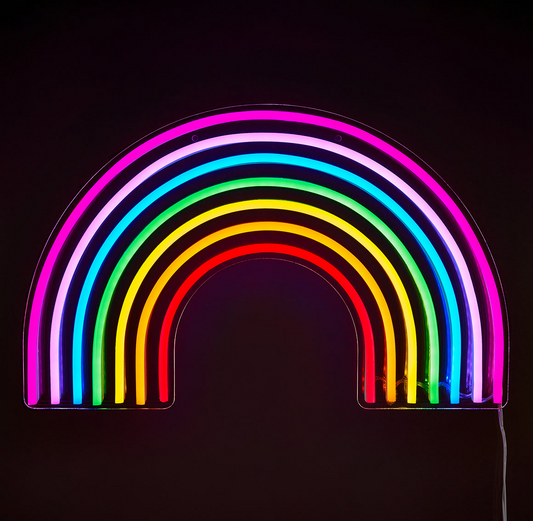 Neon rainbow arch on a black background