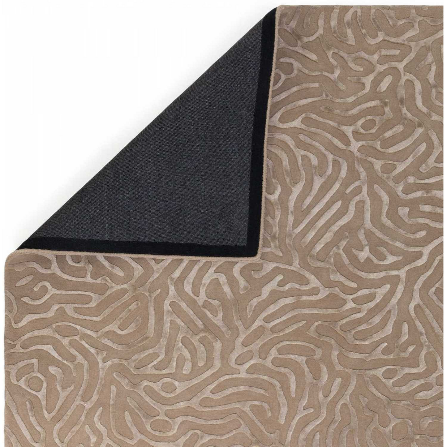 Textured beige and black material rug