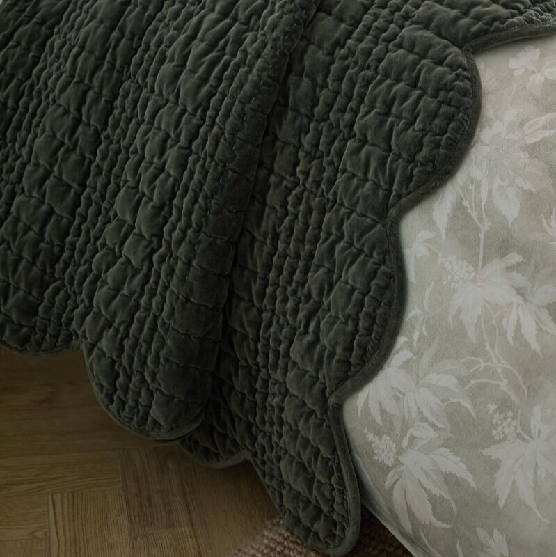 Laura Ashley - Scalloped Pine Green 180x235cm Bedspread
