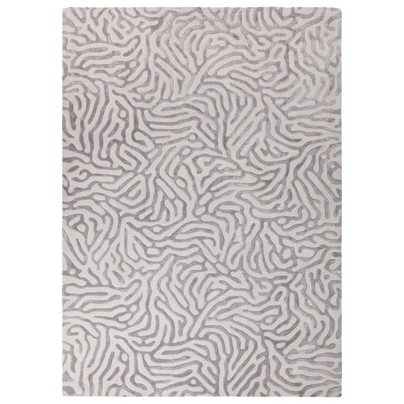 Textured rug with wavy pattern on a white background