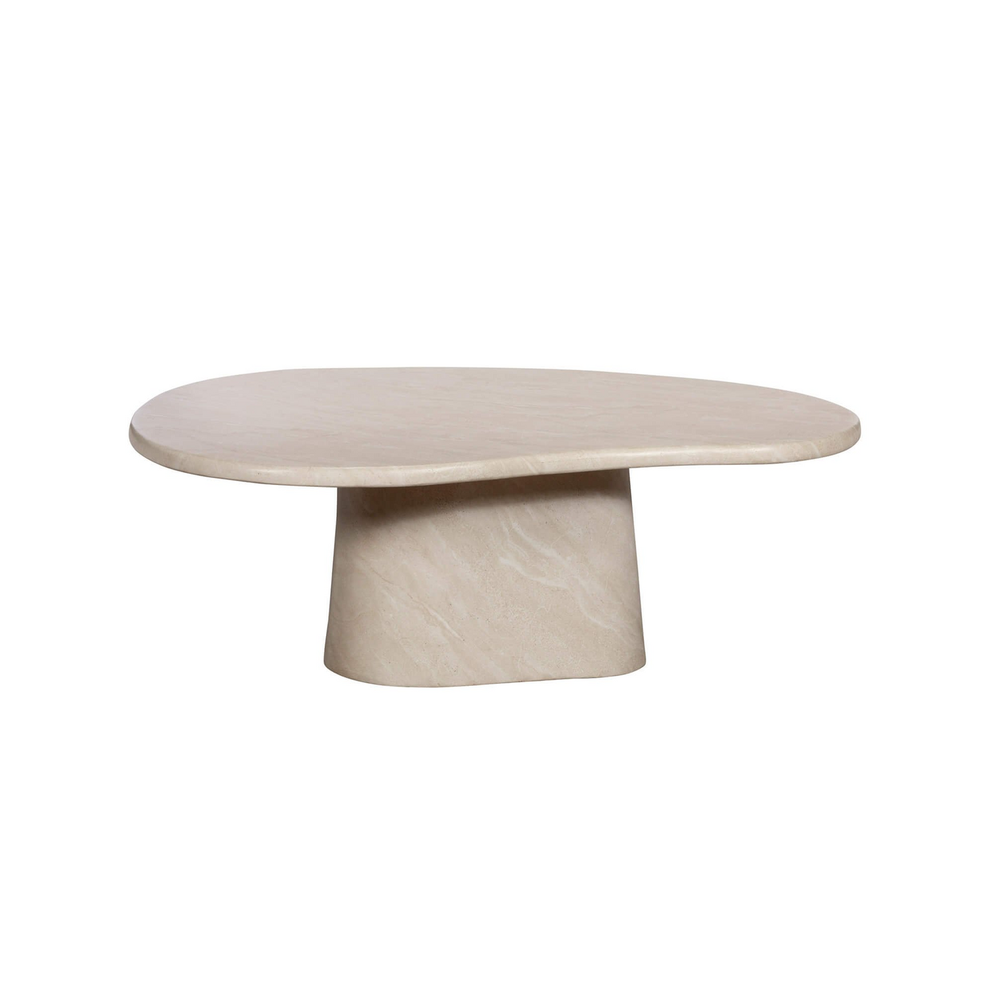 Beige marble coffee table on a white background