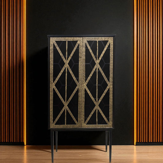 Black & Gold Luxe Bar Cabinet