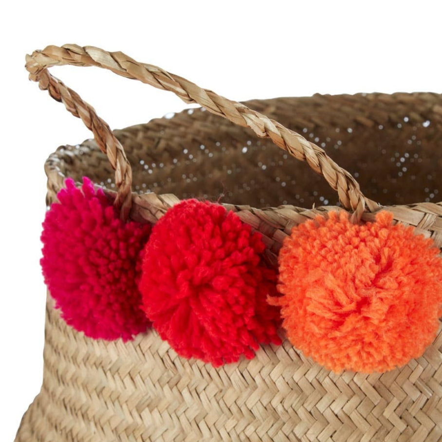 Wicker Pom-Pom Basket (Two Sizes)