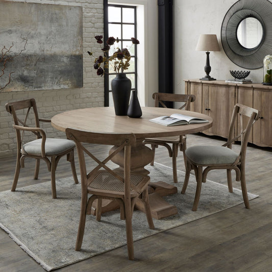 French Mango Wood Round Dining Table