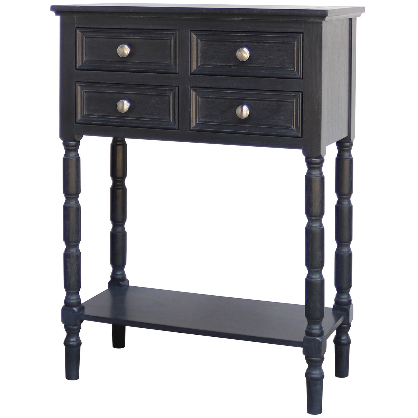Black Homestead Four Drawer Side Table