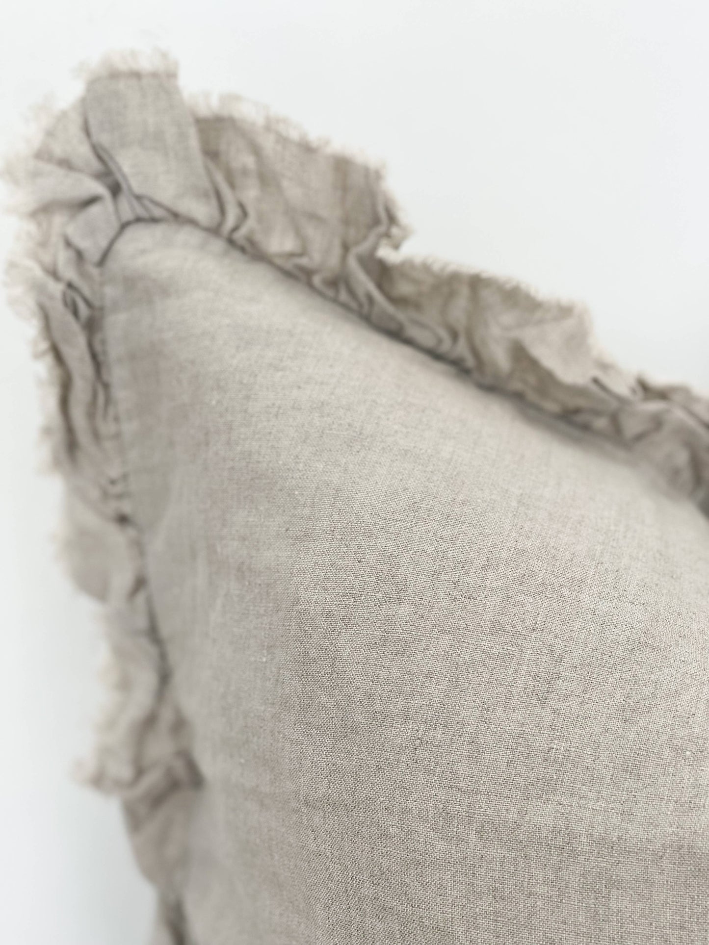 Natural Ruffled Linen Cushion