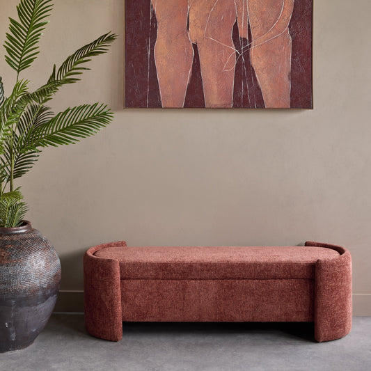 Boucle Sofa Storage Bench - Available in Cream and Terracotta