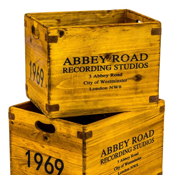 Vintage Style Wooden Record Storage Boxes
