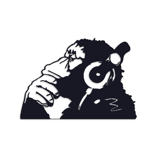 Banksy inspired monkey headphone wall art