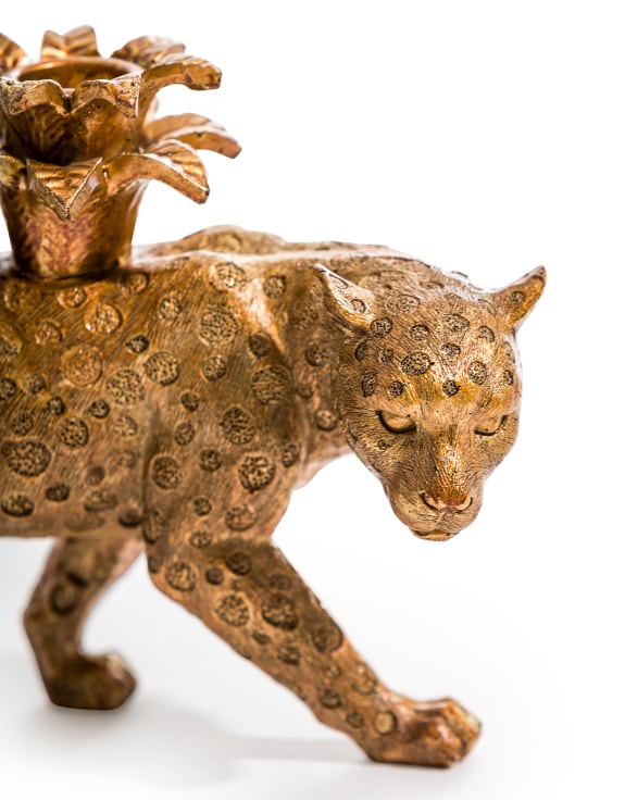Cheetah Gold Candle Holder Detail Close Up