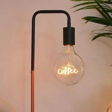 Warm Glow Neon Coffee Filament Text Light Bulb E27 Screw Bulb
