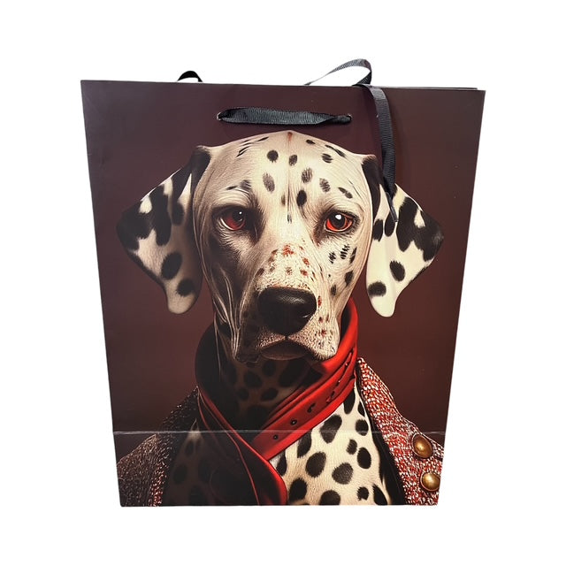 Dalmatian Dog In Scarf and Coat Paper Gift Bag Large 