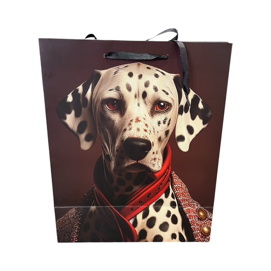 Dalmatian Dog In Scarf and Coat Paper Gift Bag Large 