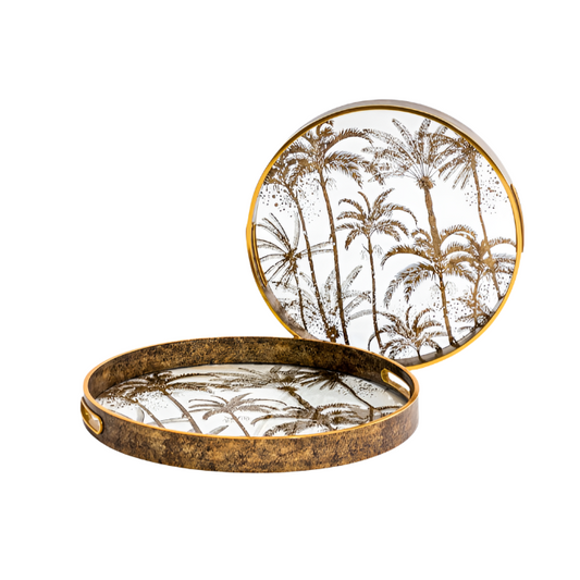 Dark Bronze Palm Leaf Serving Trays