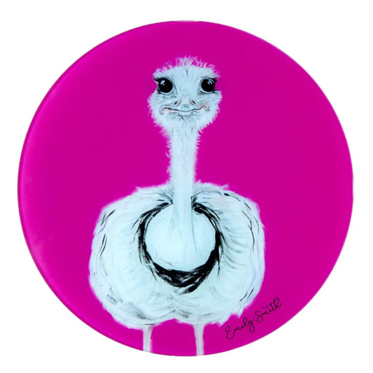 Pink ostrich glass placemat