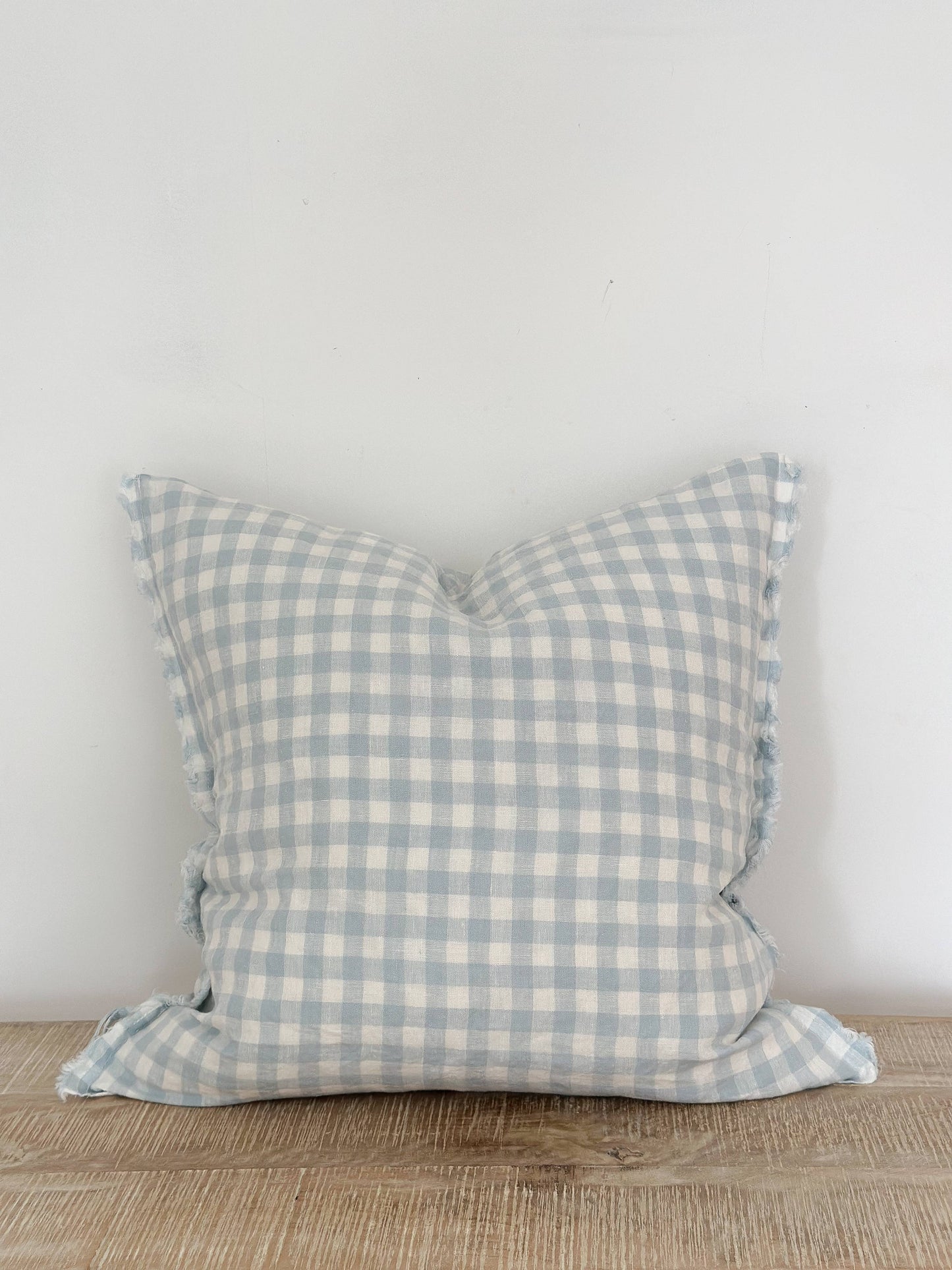 Blue Gingham Linen Cushion