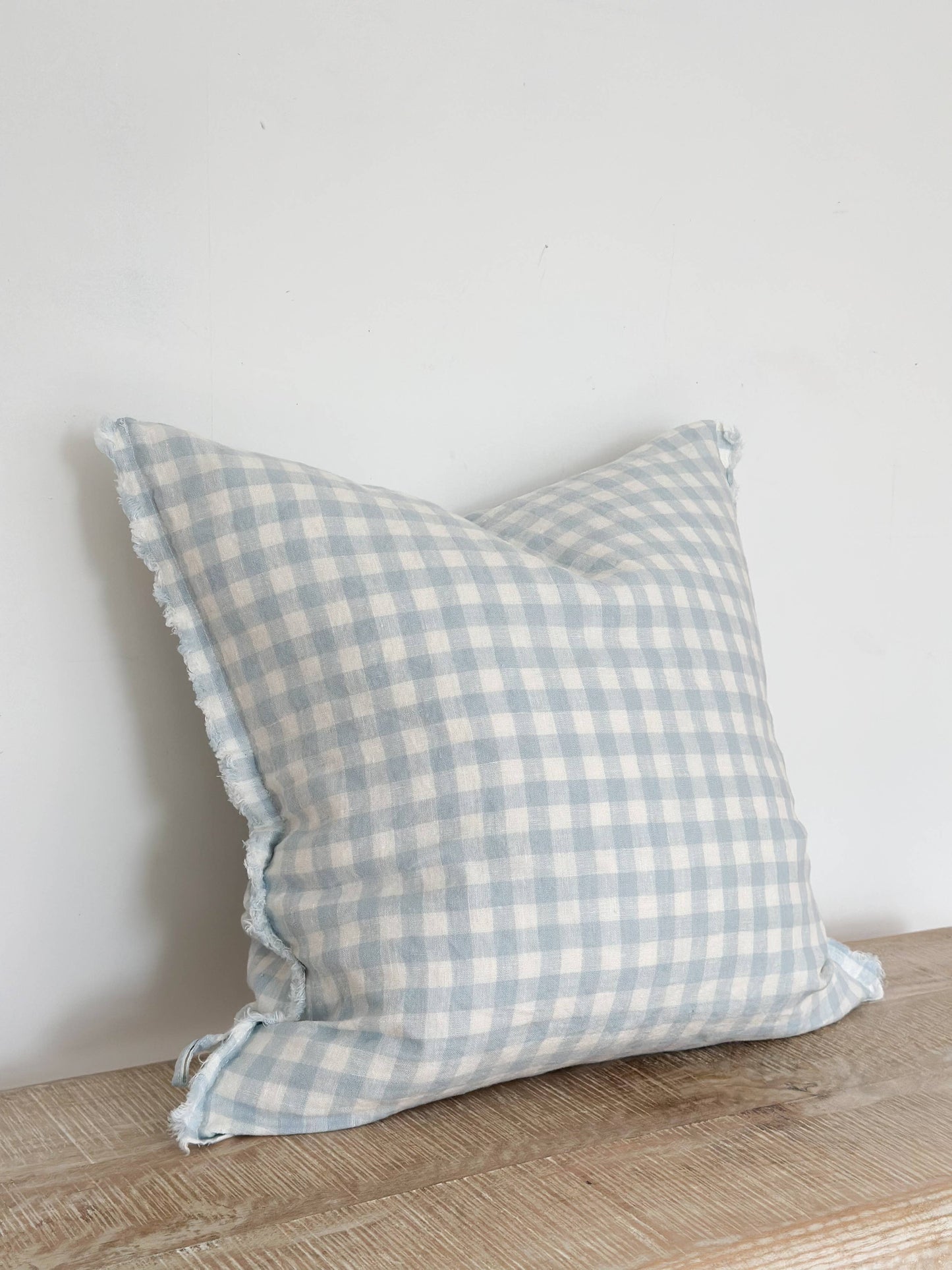 Blue Gingham Linen Cushion