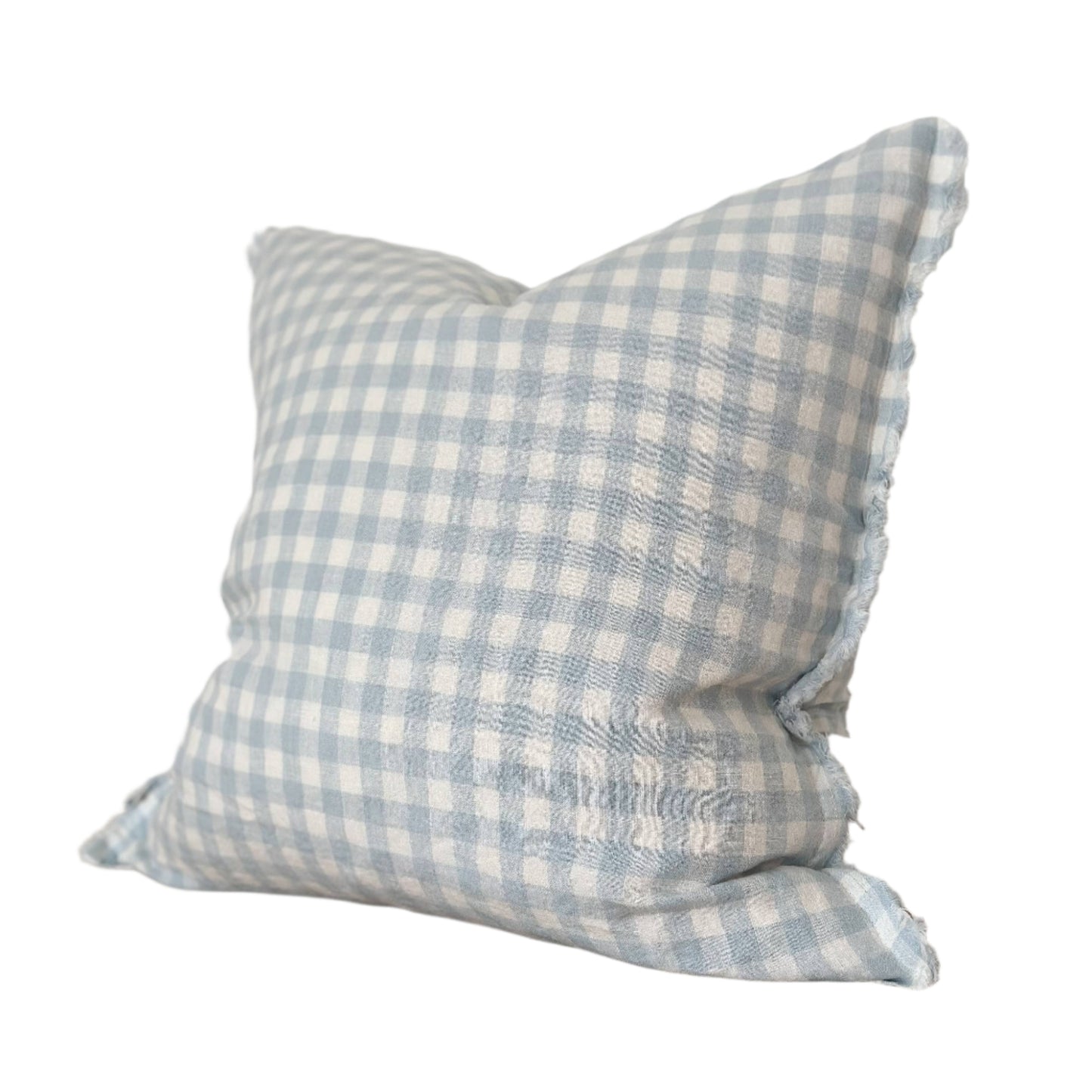Blue Gingham Linen Cushion