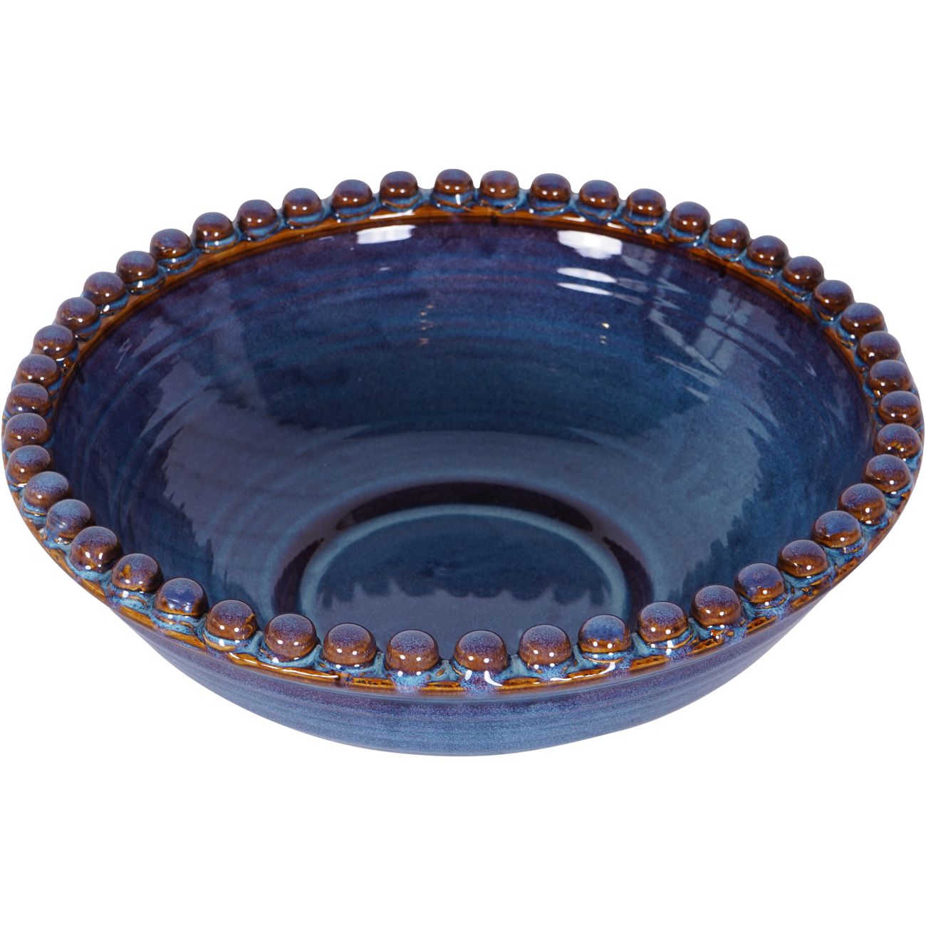 Extra Large Blue Glazed Bobble Bowl