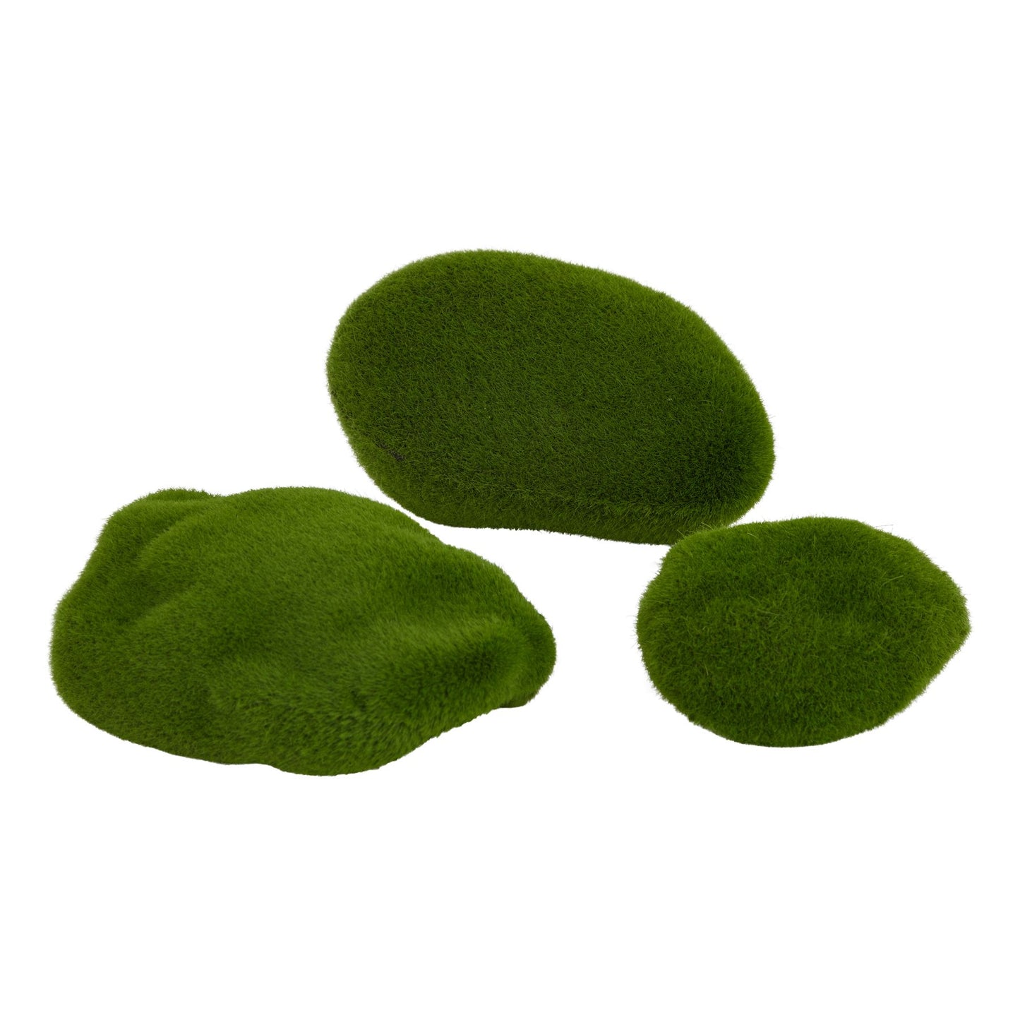 Faux Moss Pebble Trio