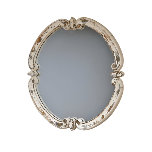 Elevate your space with this exquisite French Style Curved Wall Mirror, finished in rustic, weathered cream. Its bold curved circular shape and striking conjoined segments create a unique, eye-catching design that breaks away from the ordinary. Perfect for adding character and a touch of rustic elegance to your living room, hallway, or bedroom, this mirror transforms any wall into a statement of originality and style.