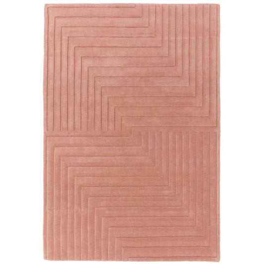 Geometric Carved Pink Rug