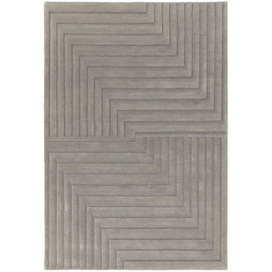 Geometric Carved Silver Rug
