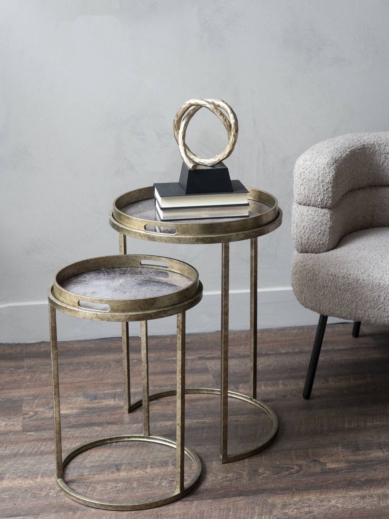 Globe Antique Gold Set of Side Tables