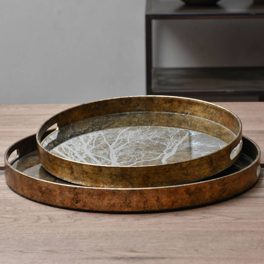 Gold Mirror Tree Trays